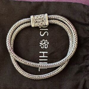 Lois Hill Silver Woven Bracelet with Decorative Clasp